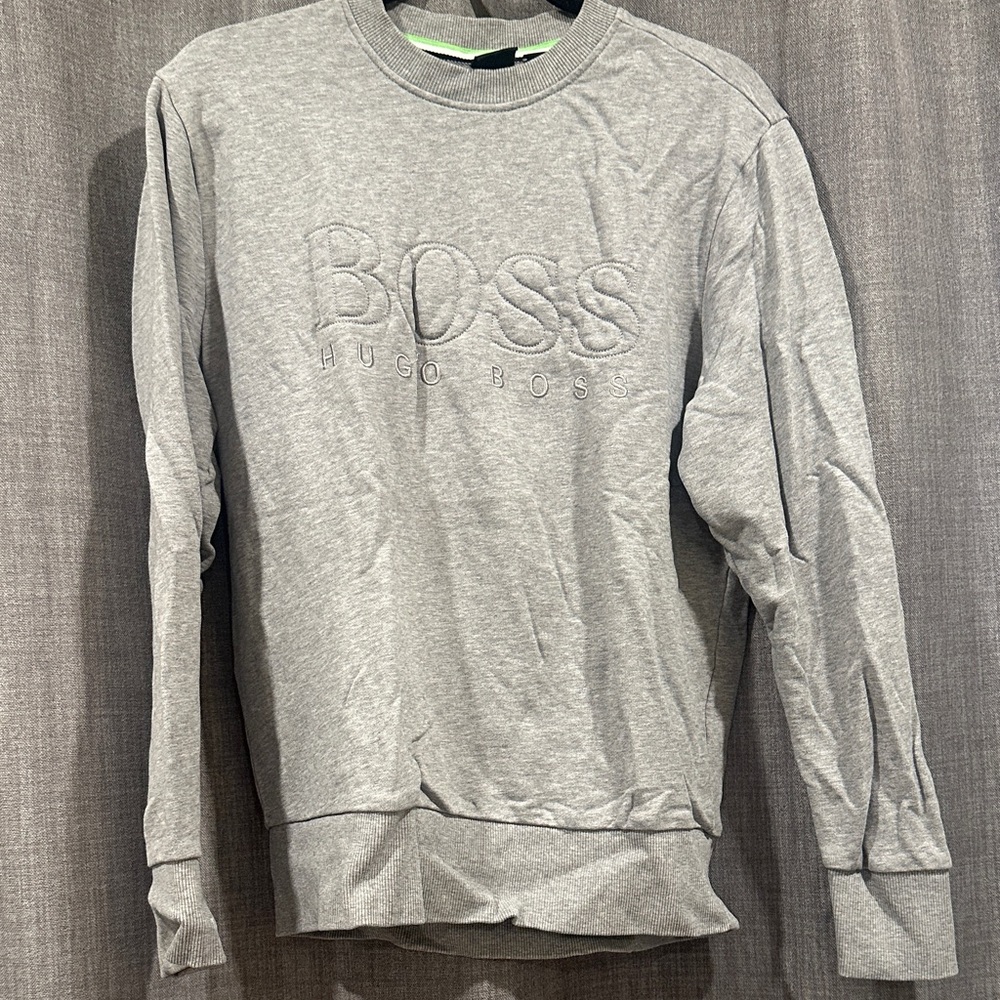 Hugo Boss Light Gray Embossed Logo Sweatshirt